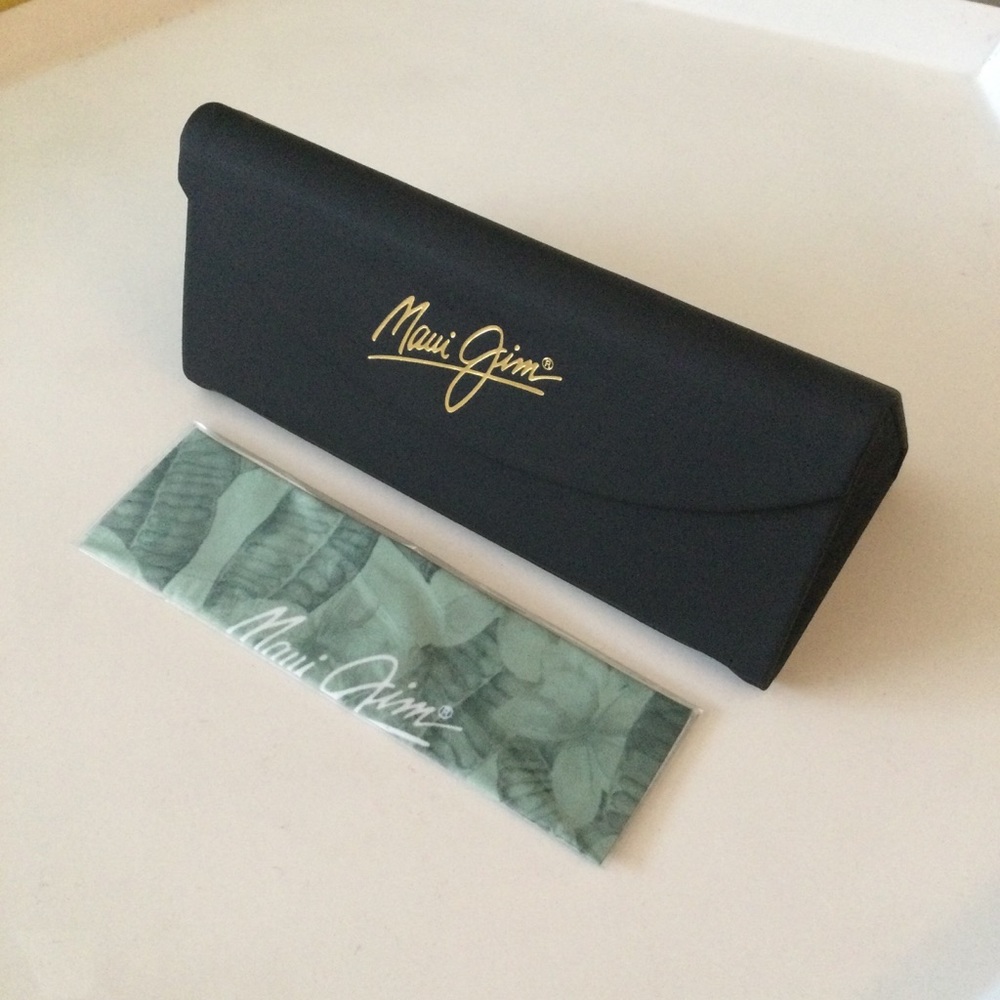 MAUI JIM LARGE FOLDING SUNGLASSES CASE WITH CLEANING CLOTH BLACK NEW